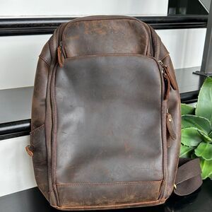 New Le Donne Genuine Distressed Leather Laptop Backpack Messenger Bag backpack